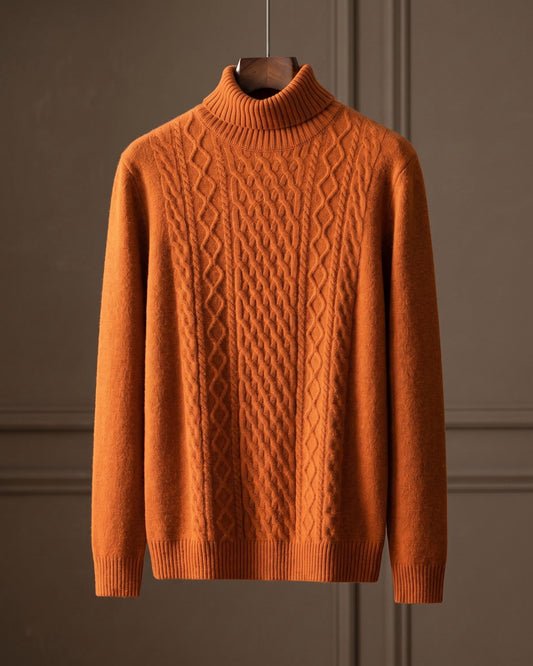 Giulio Wool Cable-Knit Turtleneck Sweater